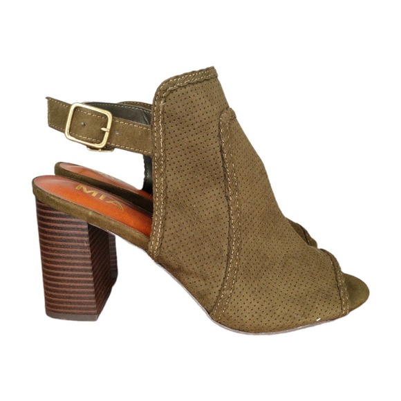 MIA Pat Perforated Heel Sandal Olive Size 9 - Picture 3 of 8
